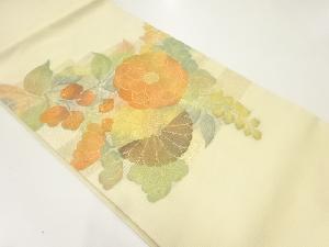 紗 菊に藤模様織出し名古屋帯